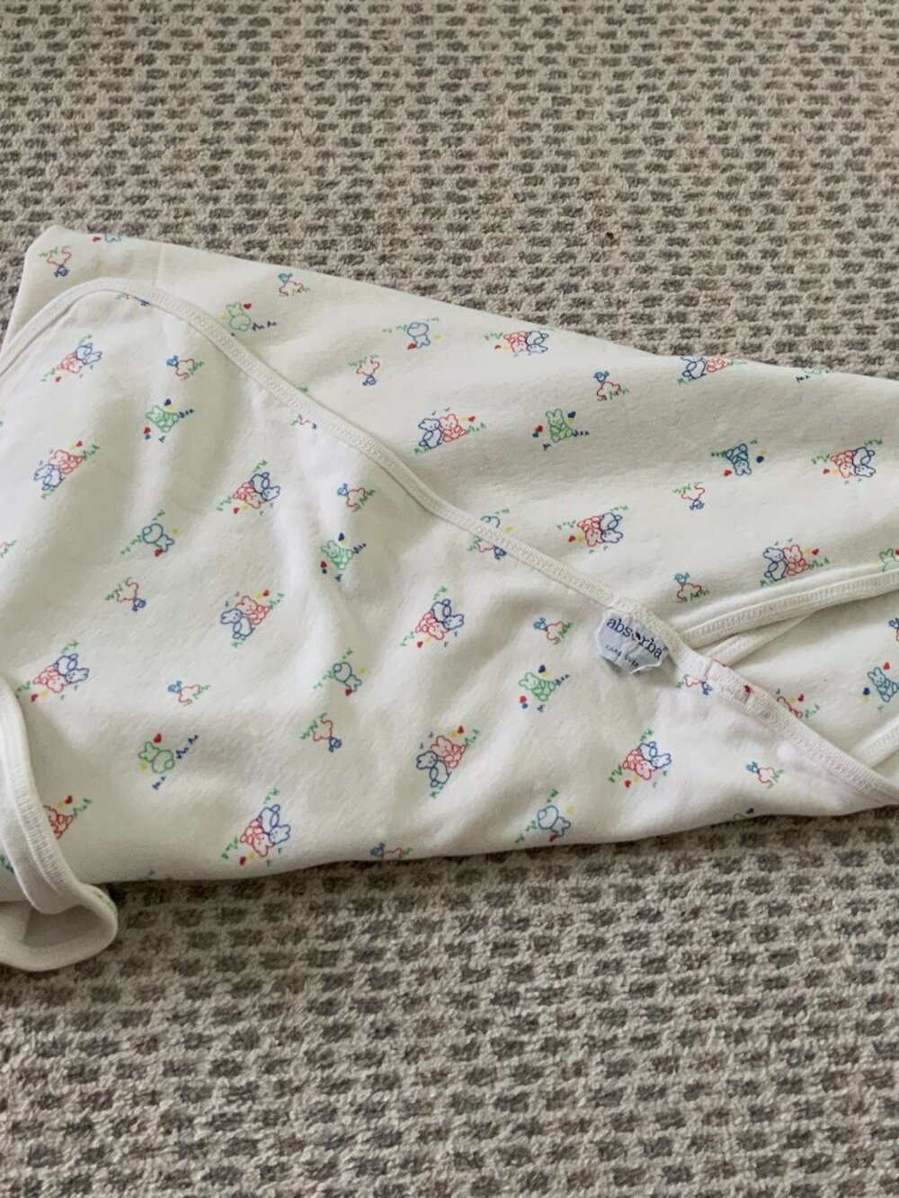 Vintage Absorba Bunny Bear Baby Blanket 30x38